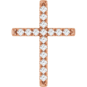 14K Gold Natural Diamond French-Set Cross Pendant