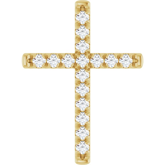 1 CTW Natural Diamond French-Set Cross Pendant in 14K Gold, Silver & Platinum