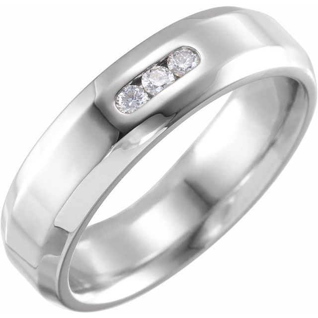 Natural Diamond Beveled Edge Comfort-Fit Band | 14K Gold & Platinum | 1/8 CTW