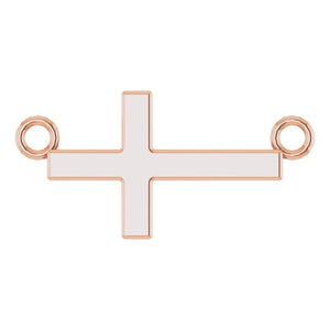 14K Yellow Gold, 28x16.2 mm Sideways Cross Necklace - Elegant Design