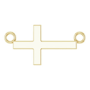 14K Yellow Gold, 28x16.2 mm Sideways Cross Necklace - Elegant Design