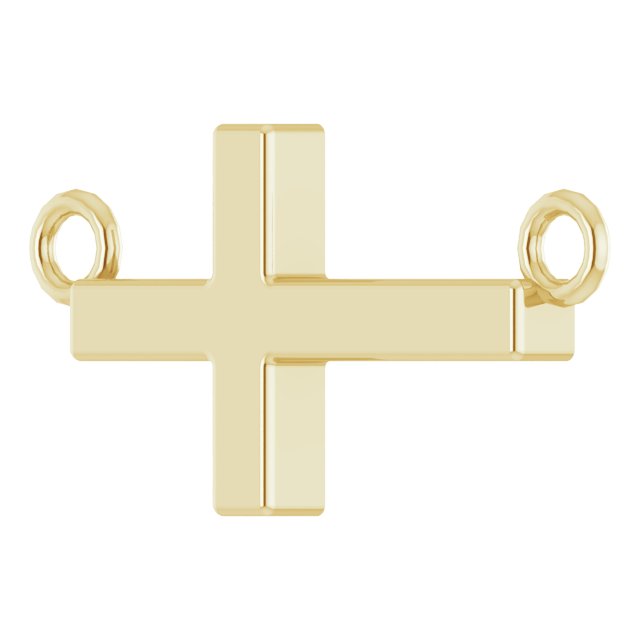 14K Yellow 28x16.2  mm Sideways Cross 16-18" Necklace