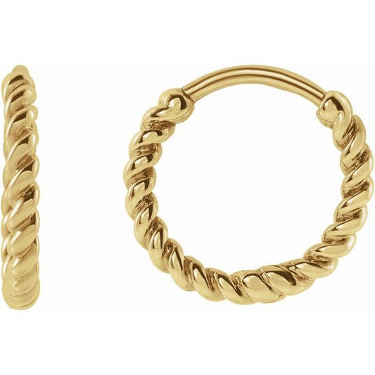 14K Gold Twisted Rope Hoop Earrings