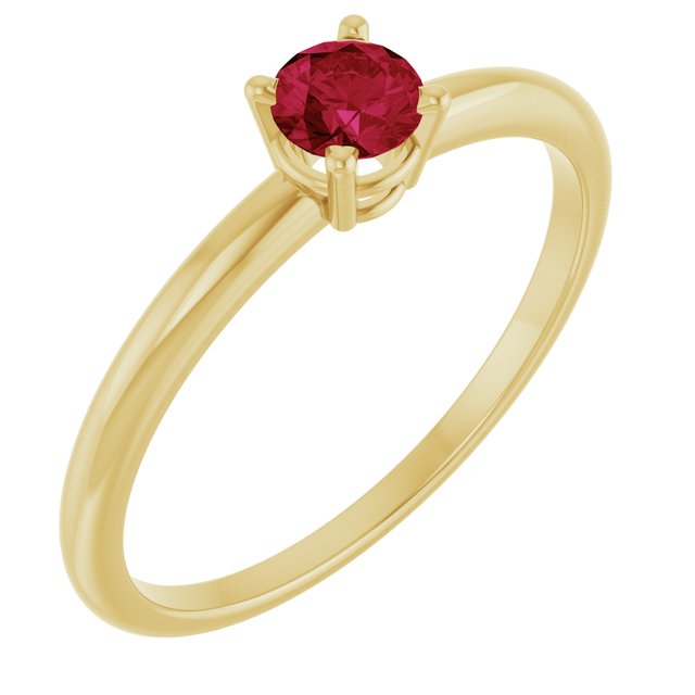 14K Gold, Platinum, Sterling Silver Lab-Grown Ruby Birthstone Ring - Options Available