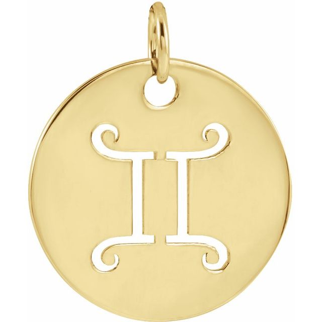 Round Zodiac Pendant with Aries Design in 14K Gold & Platinum
