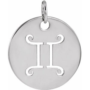 Round Zodiac Pendant with Aries Design in 14K Gold & Platinum