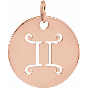 Round Zodiac Pendant with Aries Design in 14K Gold & Platinum