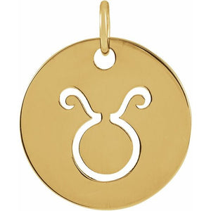 Round Zodiac Pendant with Aries Design in 14K Gold & Platinum