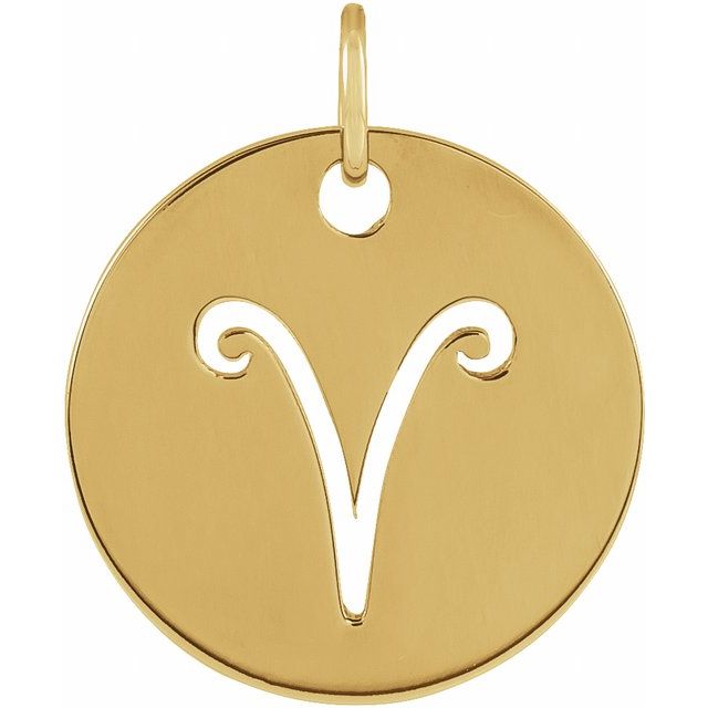 14K Gold Round Zodiac Pendant