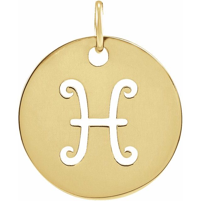 Round Zodiac Pendant with Aries Design in 14K Gold & Platinum