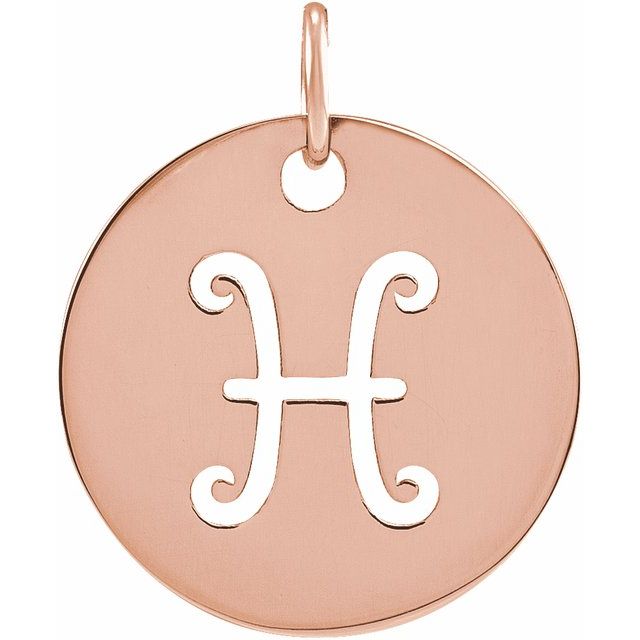 Round Zodiac Pendant with Aries Design in 14K Gold & Platinum