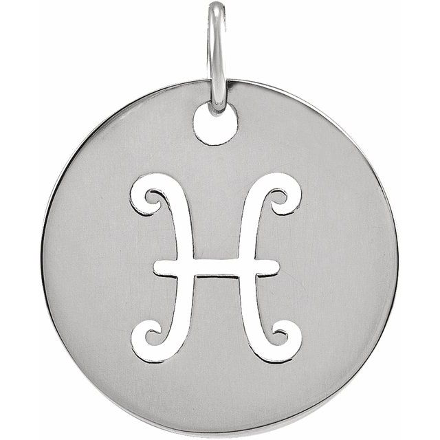 Round Zodiac Pendant with Aries Design in 14K Gold & Platinum