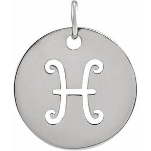 Round Zodiac Pendant with Aries Design in 14K Gold & Platinum
