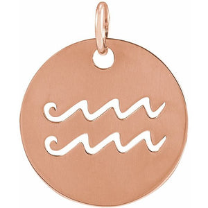 Round Zodiac Pendant with Aries Design in 14K Gold & Platinum