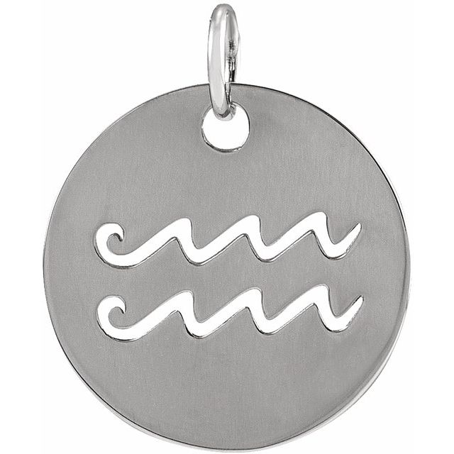 Round Zodiac Pendant with Aries Design in 14K Gold & Platinum