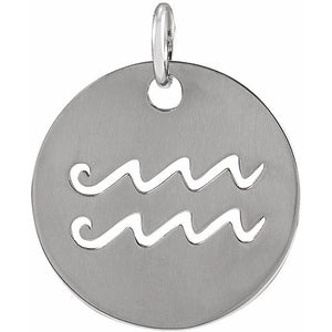 Round Zodiac Pendant with Aries Design in 14K Gold & Platinum