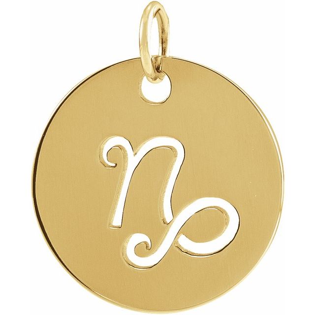 Round Zodiac Pendant with Aries Design in 14K Gold & Platinum