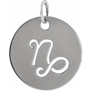 Round Zodiac Pendant with Aries Design in 14K Gold & Platinum