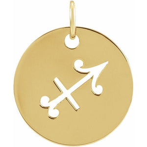 Round Zodiac Pendant with Aries Design in 14K Gold & Platinum