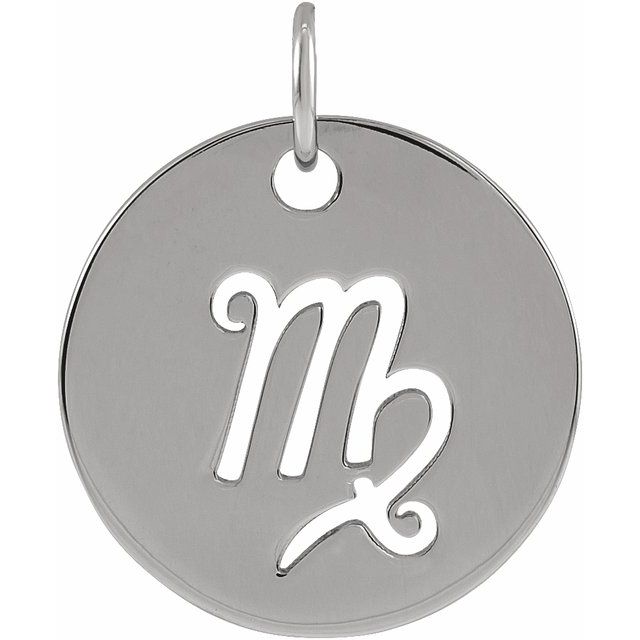 Round Zodiac Pendant with Aries Design in 14K Gold & Platinum