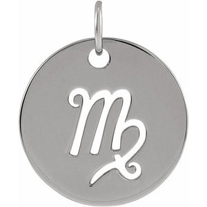 Round Zodiac Pendant with Aries Design in 14K Gold & Platinum