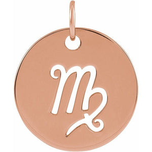 Round Zodiac Pendant with Aries Design in 14K Gold & Platinum
