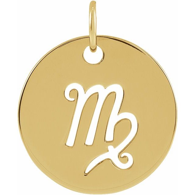 Round Zodiac Pendant with Aries Design in 14K Gold & Platinum