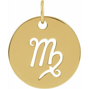 Round Zodiac Pendant with Aries Design in 14K Gold & Platinum