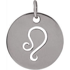 Round Zodiac Pendant with Aries Design in 14K Gold & Platinum