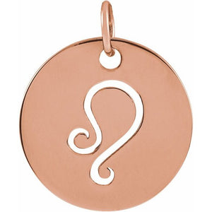 Round Zodiac Pendant with Aries Design in 14K Gold & Platinum