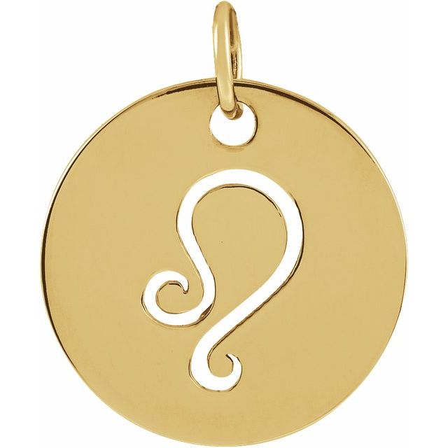 Round Zodiac Pendant with Aries Design in 14K Gold & Platinum