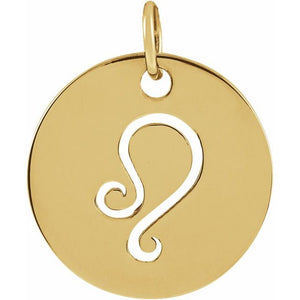 Round Zodiac Pendant with Aries Design in 14K Gold & Platinum