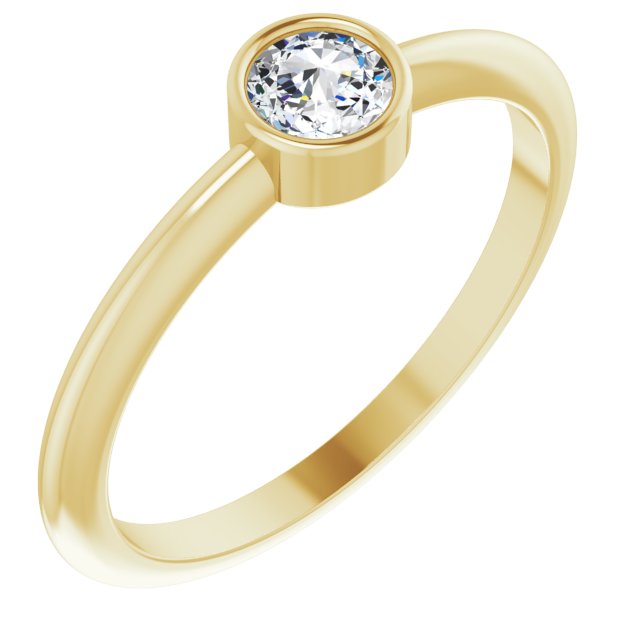 14K Gold 1/5 Ct Natural Diamond Solitaire Ring