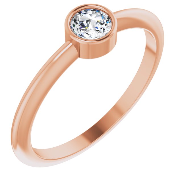 1/5 CTW Natural Diamond Rose-Cut Solitaire Stackable Ring in 14K Gold & Platinum