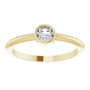14K Gold 1/5 Ct Natural Diamond Solitaire Ring