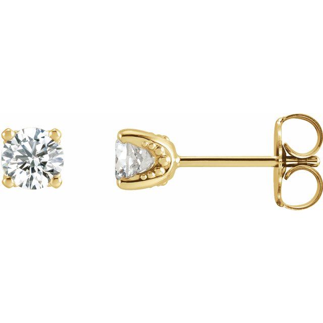 14K Gold Natural Diamond U-Prong Earrings - Options Available