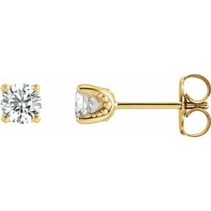 14K Gold Natural Diamond U-Prong Earrings - Options Available