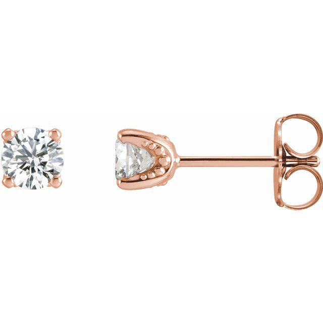 14K Gold Natural Diamond U-Prong Earrings - Options Available