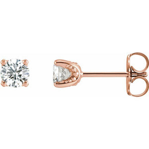14K Gold Natural Diamond U-Prong Earrings - Options Available