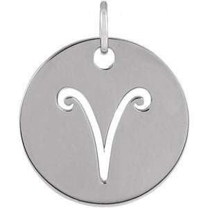14K Gold Round Zodiac Pendant