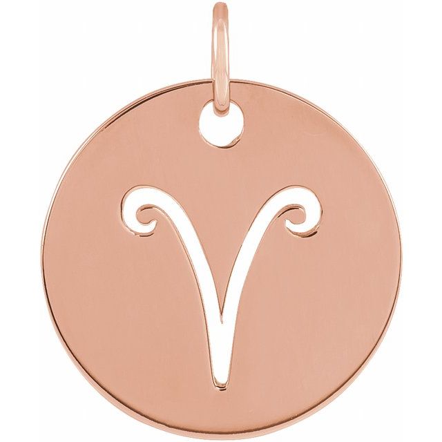 14K Gold Round Zodiac Pendant