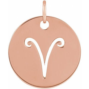 14K Gold Round Zodiac Pendant