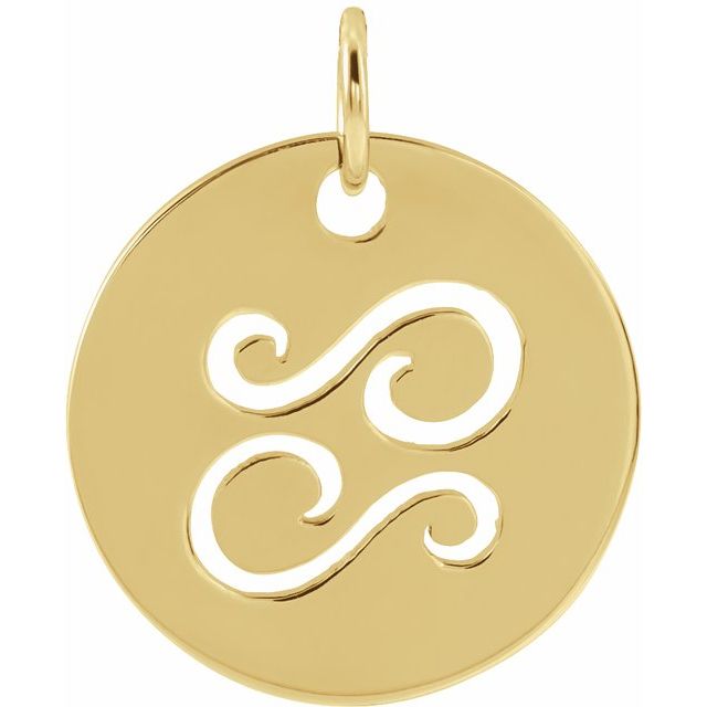 Round Zodiac Pendant with Aries Design in 14K Gold & Platinum