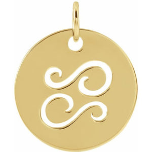 Round Zodiac Pendant with Aries Design in 14K Gold & Platinum