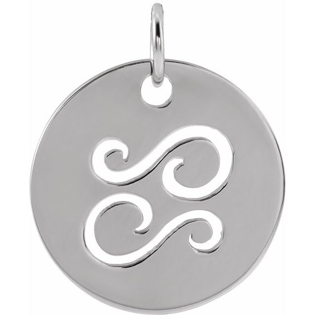 Round Zodiac Pendant with Aries Design in 14K Gold & Platinum