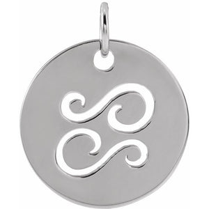 Round Zodiac Pendant with Aries Design in 14K Gold & Platinum