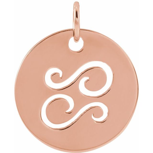 Round Zodiac Pendant with Aries Design in 14K Gold & Platinum