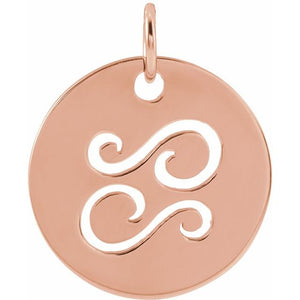 Round Zodiac Pendant with Aries Design in 14K Gold & Platinum