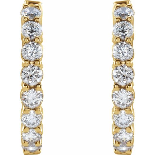 14K Gold 1/2 CTW Natural Diamond 19.3 mm Hinged Hoop Earring