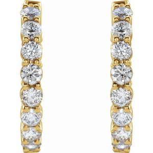14K Gold 1/2 CTW Natural Diamond 19.3 mm Hinged Hoop Earring